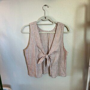 Madewell Scoop Neck Tie Back Linen Tank Women's Size 8